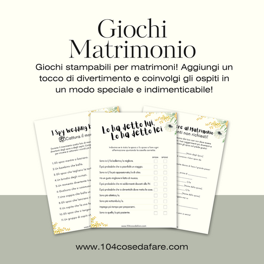 Giochi Stampabili per Matrimonio